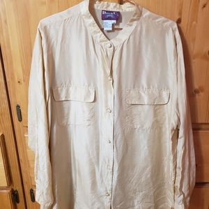 Denim&Co Button Up Gold Top